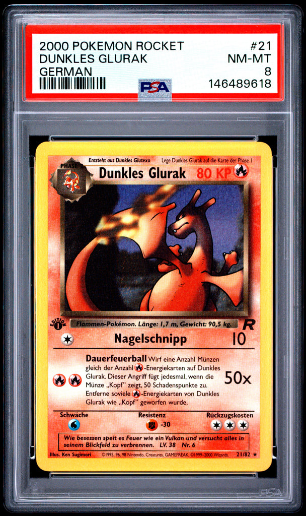 Dunkles Glurak 1st Edition 2000 21 PSA 8 - Deutsch